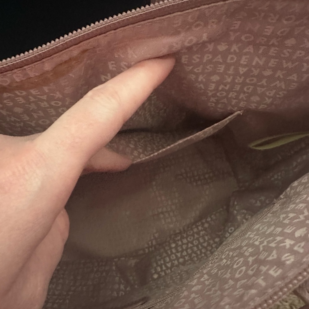 kate spade mauve tote with rose glitter base - Picture 9 of 10